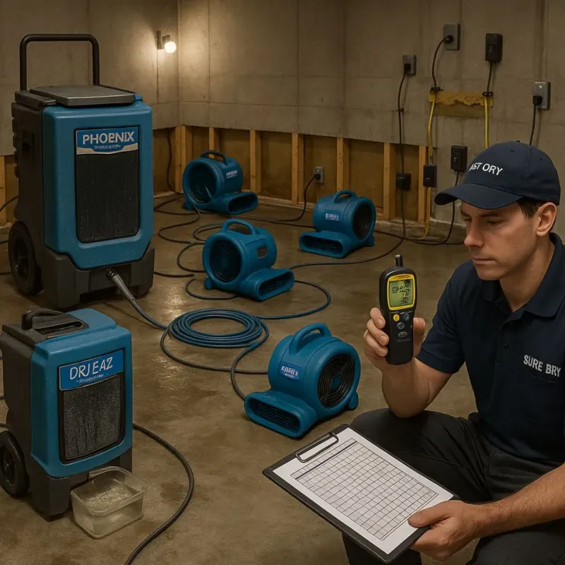 Structural Drying and Dehumidification process in Norwood, OH